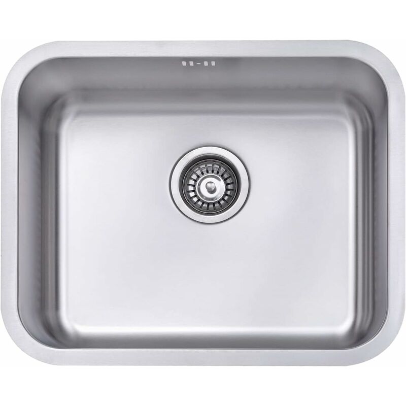 Vier de cuisine 1 bac, acier inoxydable, sous plan 550 x 450 mm avec Siphon et Trop-Plein - Jassferry