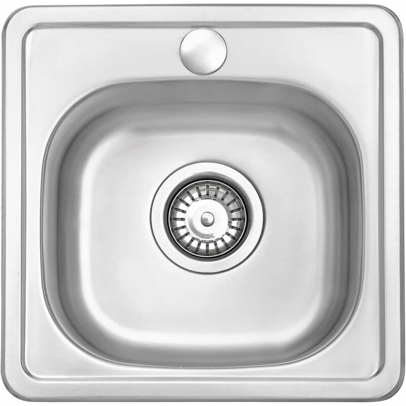 Jassferry - vier de cuisine 1 Bac Carré Finition Satinée acier inoxydable 380 x 380 mm