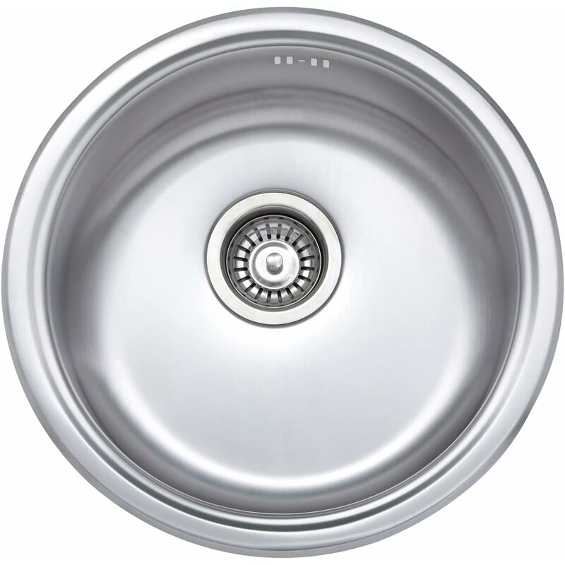 Jassferry - vier de cuisine 1 bac rond , acier inoxydable, ø 450mm, Profondeur 145 mm
