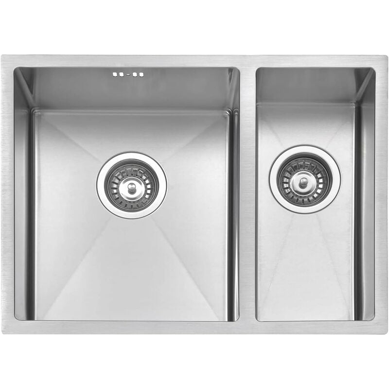 Vier de cuisine 1,5 Bac , Acier Inoxydable, sous plan 590 x 440 mm avec trop-plein - Jassferry