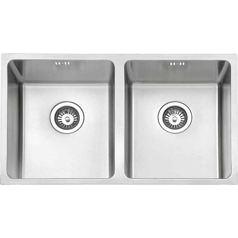 Vier de cuisine 2 Bacs , Acier Inoxydable, 750 x 440 mm sous plan avec crépine - Jassferry