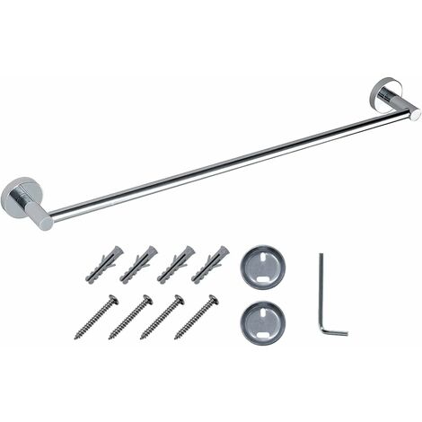 JASSFERRY Wall Mounted Towel Rail 600 mm Single Mount Bath Towel Storage Bar Rod for Bathroom Kitchen Door Chrome