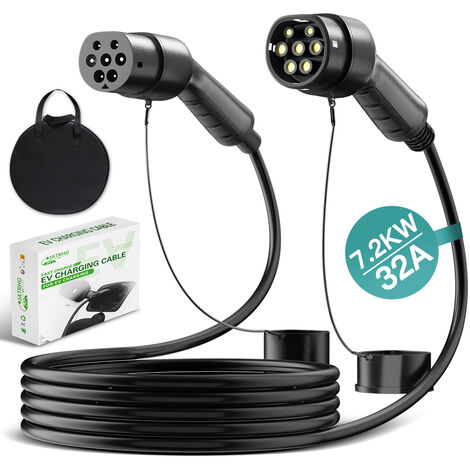 JATRHG C?ble de Recharge EV 7.2KW 32Amp /Monophas¨¦e/V¨¦hicule ¨¦lectrique et Hybride Rechargeable de Type 2 ¨¤ Type 2