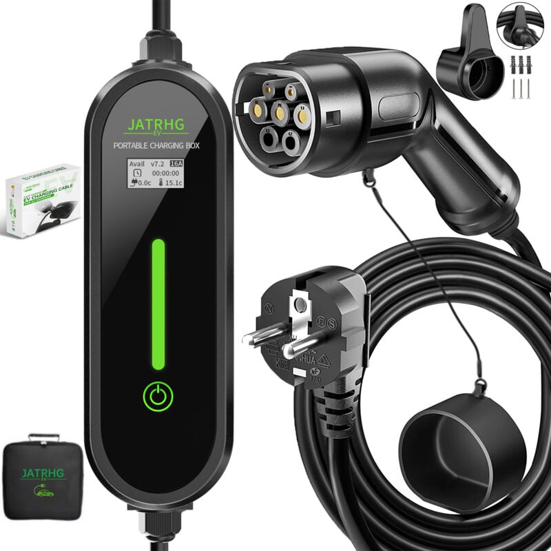 Ev Chargeur 20M 3.6KW-1.5KW 16A13A10A8A Type 2 station de Charge Voiture Electrique Portable Courant Commutable Voiture hybride Chargeur Rapide