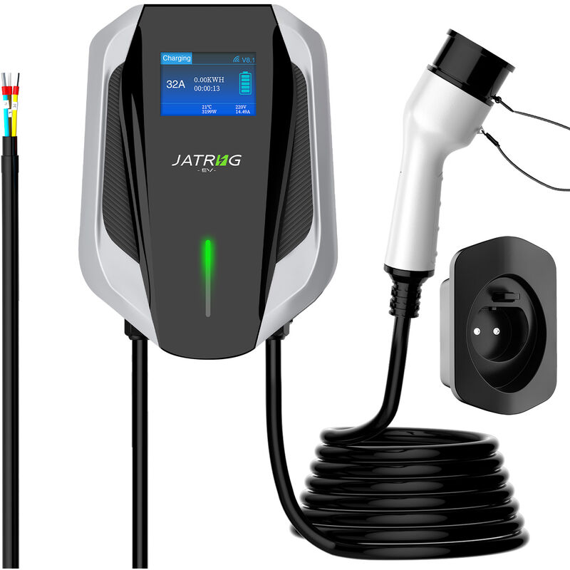 Ev Chargeur 7KW monophasé type 2 32A 10M iec 62196-2 Station de charge Borne de recharge voiture électrique rapide Wallbox - Jatrhg