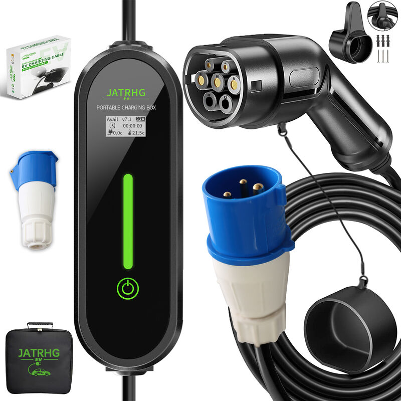 EV-Ladegerät 5M 7,2KW-1,5KW 32A16A13A10A8A Typ 2 Tragbare Elektroauto-Ladestation Umschaltbarer Strom Hybridauto Einphasiges Schnellladegerät - Jatrhg