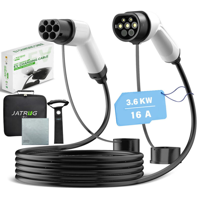 Ladekabel für Elektrofahrzeuge, 3,6 kW, 15 m, 16 a, einphasiges Verlängerungskabel für Hybridfahrzeuge vom Typ 2 auf Typ 2 - Jatrhg