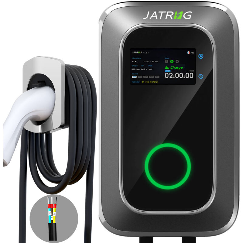 S1 Borne de Recharge pour Véhicule Électrique 7kW 8M 32A Monophasé - Station de Charge Type 2 iec 62196-2 - Chargeur Rapide ev Wallbox - Jatrhg