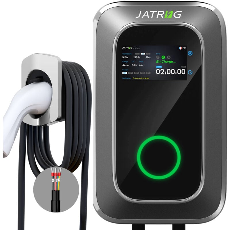 Jatrhg - S1 Borne de Recharge pour Véhicule Électrique 11kW 8M 16A Triphasé - Station de Charge Type 2 iec 62196-2 - Chargeur Rapide ev Wallbox