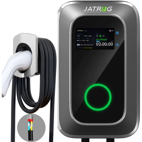 JATRHG S1 Borne de Recharge pour Véhicule Électrique 11kW 8M 16A Triphasé - Station de Charge Type 2 IEC 62196-2 - Chargeur Rapide EV Wallbox