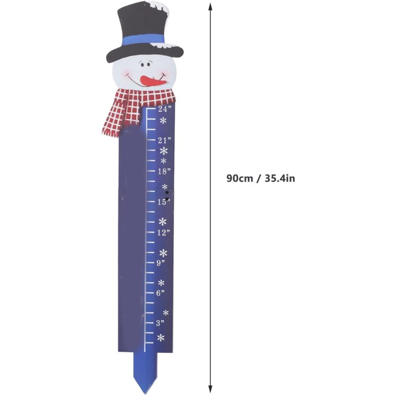 Jauge à Neige en Forme de Flocon de Neige, Règle en Métal en Forme de Flocon de Neige d'hiver en Acier Inoxydable de 24 Pouces pour Cour, Pelouse et