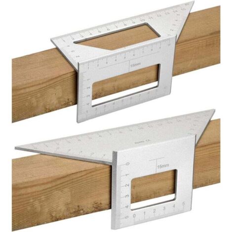 Jauge Carre Bois Double Fonction 45 90 Degrés Règle T Mesure Angle Aluminium