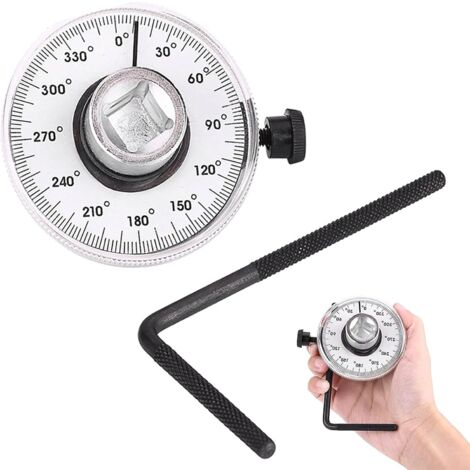 Jauge d'Angle de Couple 1/2", Clé Dynamométrique à Angle d'Entraînement Réglable à 360 Degrés pour la Réparation Automobile