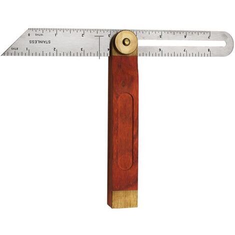 Jauge d'angle en T coulissante, détecteur d'angle en T avec manche en bois, règle de mesure pour le travail du bois avec mécanisme de verrouillage et double échelle pour charpentier