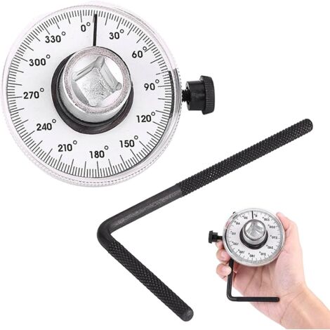 Jauge d'angle, Jauge d'angle de Couple à Entraînement 1/2" Rotation Automatique de 360 Degrés avec Outil de Clé à Molette