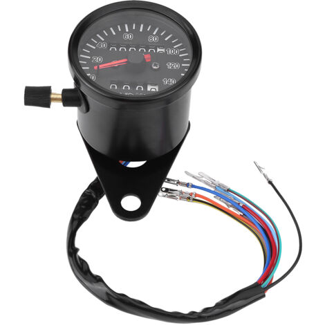 Jauge de compteur kilométrique moto noir 60mm avec indicateur