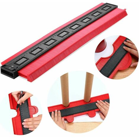 Jauge de contour, Irrégulier Multifonctionnel Jauge de Profil Traceur Facile pour Outil de Marquage du Bois pour minage de Mesures Précises (20 pouces / 500 mm, Rouge)