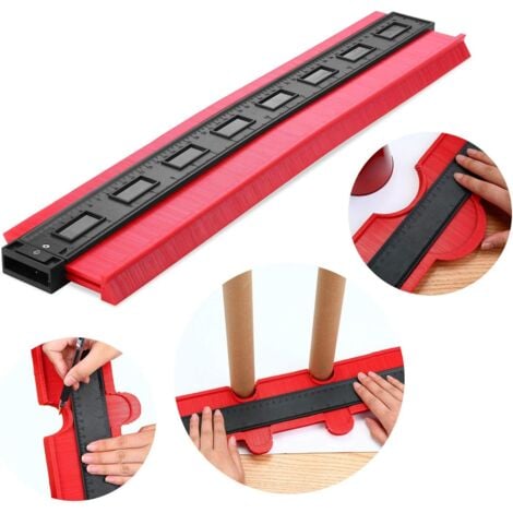 Jauge de contour, Irrégulier Multifonctionnel Jauge de Profil Traceur Facile pour Outil de Marquage du Bois pour minage de Mesures Précises (20 pouces / 500 mm, Rouge)-RAPANDA