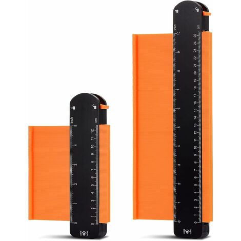 Jauge de Contour Verrouillable, 2pcs Copieur de Contour Profil, Duplication avec Fonction Réglable pour Outils Menuiserie Bricolage Carrelage ou Parquet, Outil de Marquage du Bois Stratifié