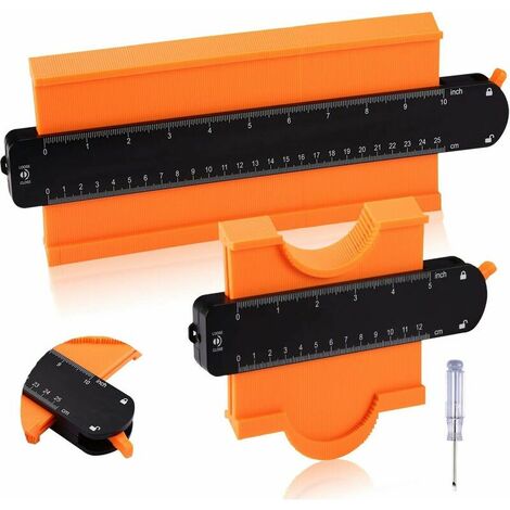 Jauge de Contour Verrouillable, 2pcs Copieur de Contour Profil, Duplication avec Fonction Réglable pour Outils Menuiserie Bricolage Carrelage ou Parquet, Outil de Marquage du Bois Stratifié