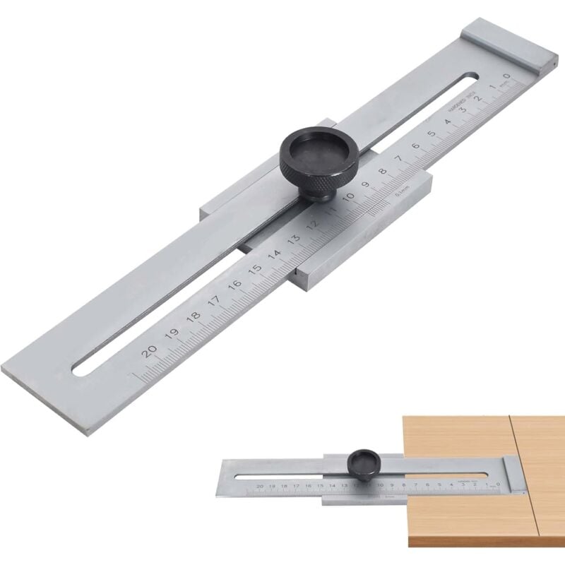 Sjqka - Jauge de Marquage en Acier Inoxydable de 0 à 250mm,Jauge de Trait de Précision, Règle de Ligne Coulissante pour le Travail du Bois