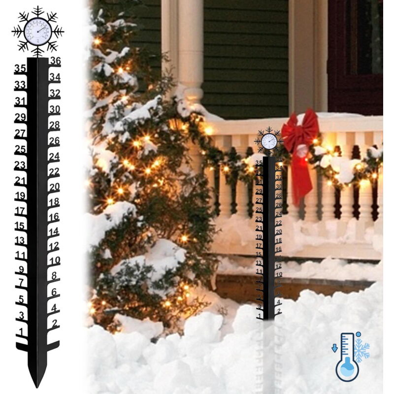 Jauge de neige extérieure de 50 pouces, jauge de neige en fer flocon de neige, bâton de mesure de neige en métal, jauge de mesure des chutes de