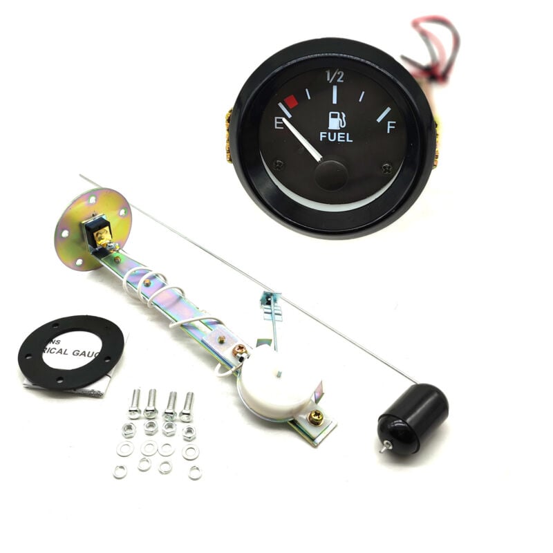 Jauge de Niveau de Carburant Compteur avec Capteur 52mm E-1/2-F Pointeur 12V Universel Capteur de Niveau d'huile pour Voiture SUV Bateau Yacht Camion