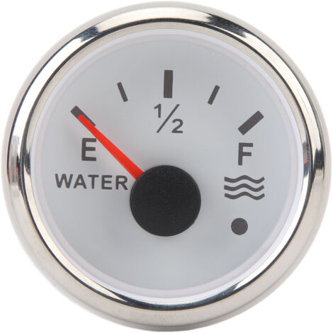 Jauge de Niveau d'eau, Indicateur de Niveau de Liquide 52MM E 1/2 F pour Camping-car pour Bateau de Pêche (Cadran blanc avec couvercle argenté).