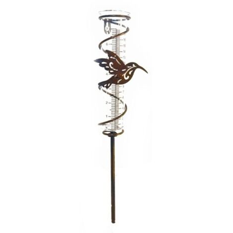 Jauge de pluie en fer style colibri, collecteur de pluie, tube de mesure de pluie extérieur, 45cm
