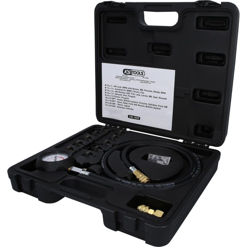 Kstools - Coffret jauge de pression d'huile et adaptateurs, 12 pièces