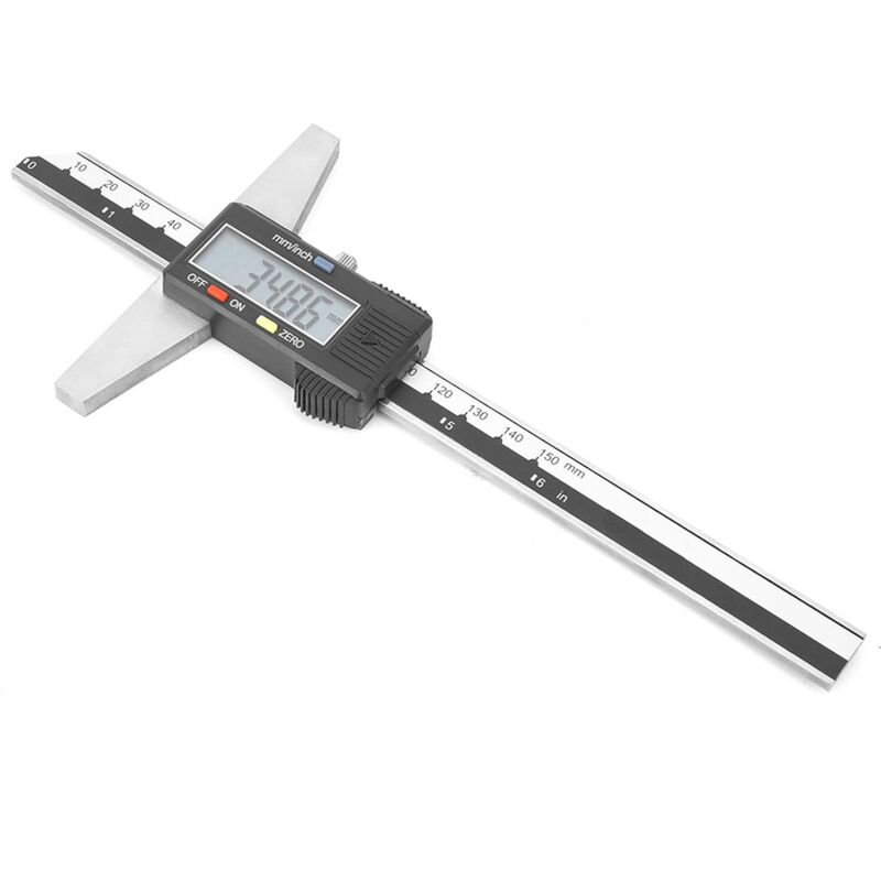 Jauge de Profondeur Affichage LCD électronique Pied à Coulisse Numérique Pied à Coulisse de Profondeur en Acier Inoxydable Outil de Mesure 0-150 Mm