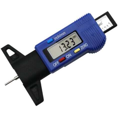 Jauge de profondeur de pneu (Bleu), jauge de profondeur de bande de roulement numérique, jauge de bande de roulement avec écran LCD, 0-25 mm