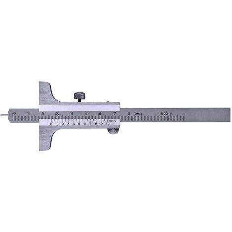Jauge de profondeur en acier inoxydable chromé mat 1/20 mm DIN862 avec pointe en acier trempé remplaçable 200 mm Limit DEPVP200