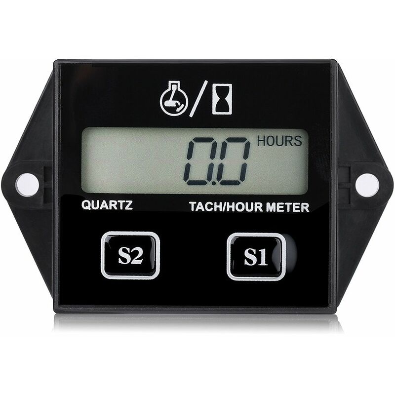 Jeffergarden Jauge de Tachymètre, Moteur Jauge de Tachymètre Numérique Compteur Horaire lcd Tach/Heure Gauge rpm Testeur pour 2/4 Course