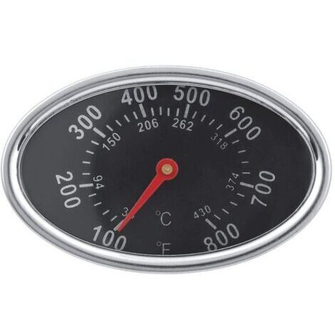 Jauge de température de barbecue à cadran de thermomètre de fumeur de gril, indicateur de chaleur de gril à gaz de charbon de bois d'acier inoxydable pour la cuisson de viande, affichage Celsius et Fa