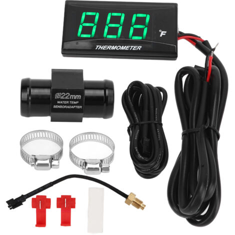 Jauge de température d'eau de moto affichage LCD Ultra mince botier ABS compteur de température d'eau pour Modification DC12V vert