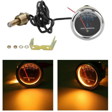 Jauge de température d'eau mécanique 52mm pour voiture, 38-104℃, éclairage jaune, 12V