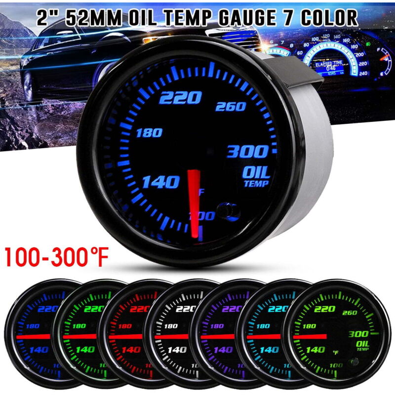 Image of Universal 2 "52mm Öl Temperatur Gauge 7 Farben LED Display Digital Aluminium Auto Meter