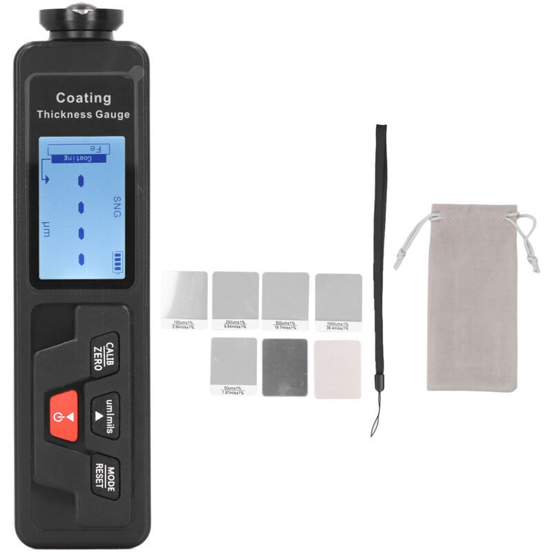 Jauge d'épaisseur de peinture de revêtement, reconnaissance automatique, affichage lcd rétro-éclairé, testeur d'épaisseur de revêtement de voiture,