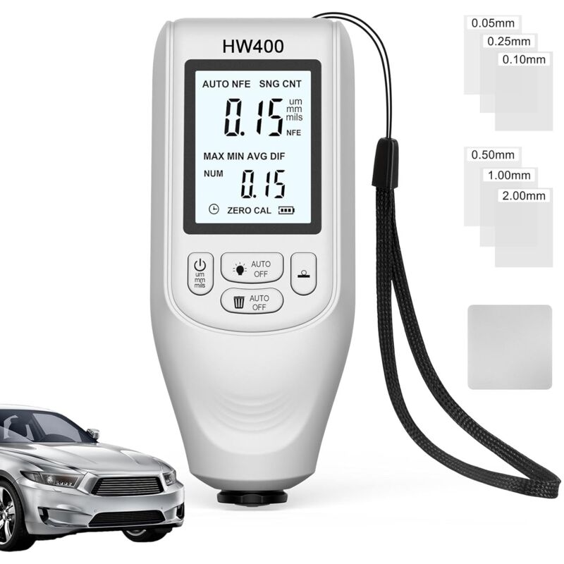 Jauge d'épaisseur de peinture pour voitures, jauge d'épaisseur de peinture - Outil de mesure de l'épaisseur de peinture,Jauge de profondeur de