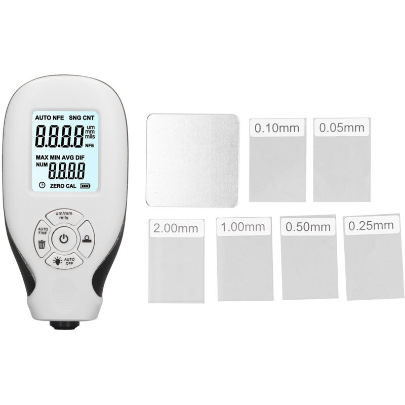 Jauge d'épaisseur de revêtement, compteur de peinture automobile pour acheteurs de voitures d'occasion, outil de mesure 0 2000um blanc