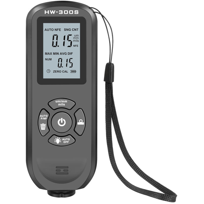 Jauge d'épaisseur de revêtement HW-300S Testeur d'épaisseur de film de peinture numérique haute précision Outil de mesure d'épaisseur d'affichage