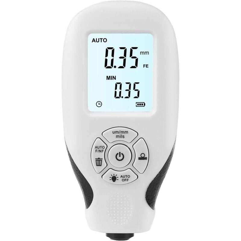 Ersandy - Jauge d'épaisseur de revêtement, jauge de profondeur de peinture de voiture avec écran lcd, calibrage automatique, jauge d'épaisseur de