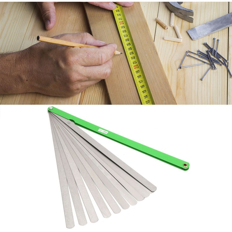 Rapanda - Jauge d'épaisseur d'écartement de 300 mm, 17 lames, outil de mesure métrique en acier inoxydable de 0,02 à 1 mm d'épaisseur