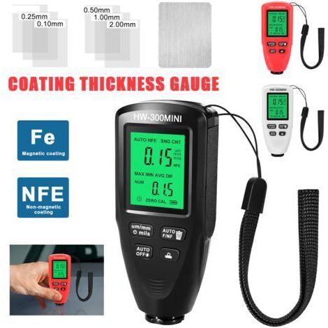 Jauge d'Épaisseur Numérique LCD Portable Testeur d'Épaisseur Auto Capteur Mesure de Revêtement Peinture Voiture Sonde Fe & NFe 0-2000um pour la Voiture