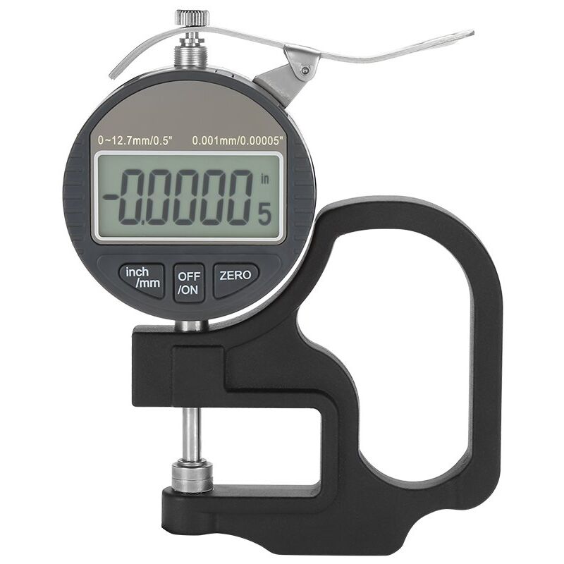 Jauge d'épaisseur numérique, Outil de mesure de l'épaisseur de Fil Tissu Cuir Papier Film Éponge,Gamme 0-12,7mm, Précision 0,001mm, avec une boîte