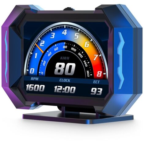 Jauge multifonctionnelle numérique pour voiture avec affichage tête haute (HUD), compteur de vitesse, tachymètre, température de l'eau, température de l'huile, voltmètre, inclinomètre, jauge de surali
