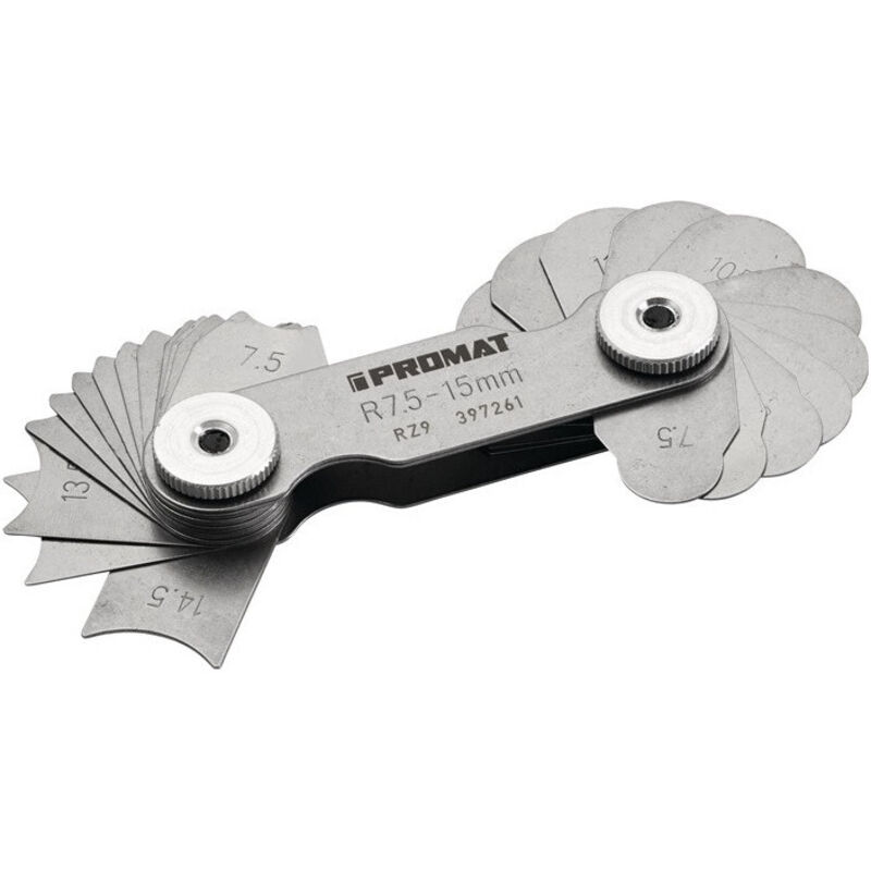 Promat - Jauge à rayons 155-25 mm nombre de lames 15 pièces