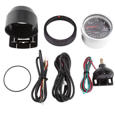 Jauge universelle de compteur Turbo Boost LED, 60mm, coque noire pour voiture de course automobile 0-200 Kpa