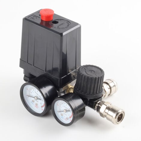 KCVV Jauges de régulateur de soupape de commande de pressostat de compresseur d'air 220 V 0-180 psi avec connecteur rapide